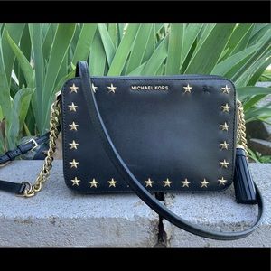 Michael Kors black & gold crossbody purse